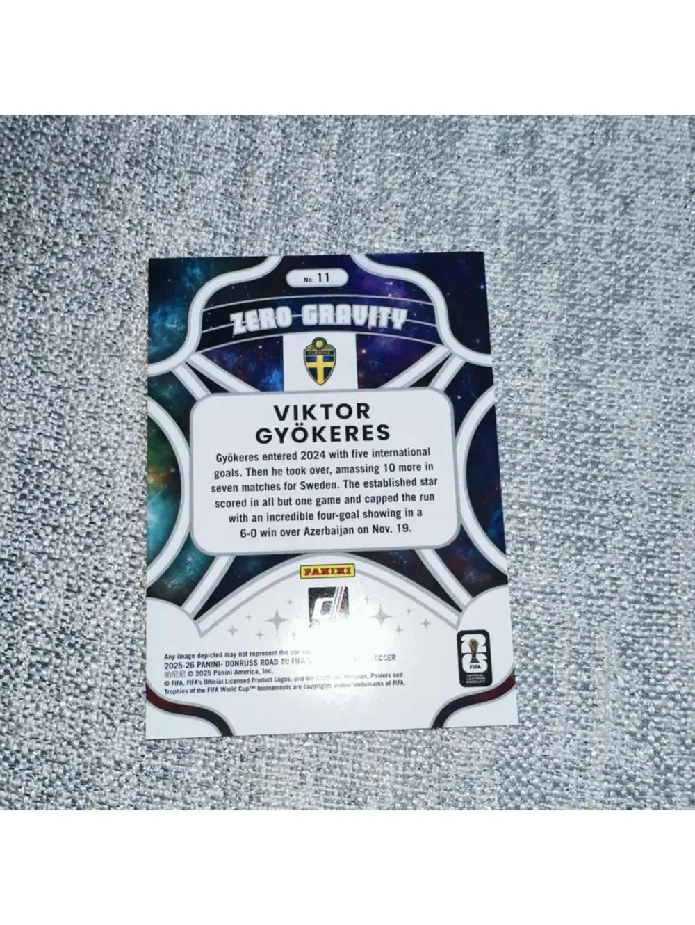 Panini Donruss 2025-26 Zero-Gravity #11 Viktor Gyokeres Sweden Soccer Card